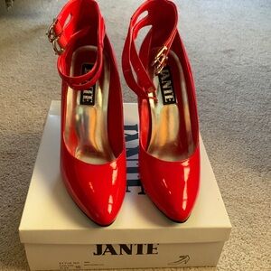 Red patent leather heels